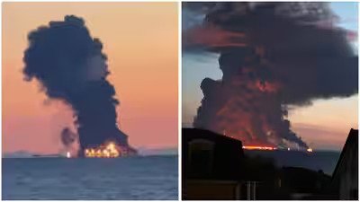 Tanker Inferno: Ukraine Drone Strike Sets Oil Vessel Ablaze Off Russia's Sochi, All 23 Indian Crew Saved